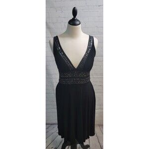 XoXo Collection Womens Dress Size Med Black Embellished Sleeveless made in USA